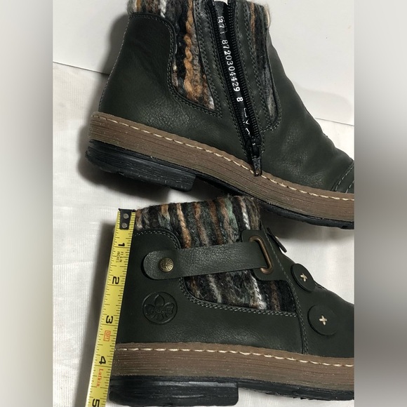 Rieker Green Ankle Boots with Striped Detail - Picture 8 of 10